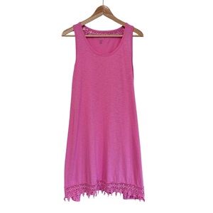 Crown & Ivy Beach Women’s Large Pink Sleeveless Dress Cover Up With Lace Edging